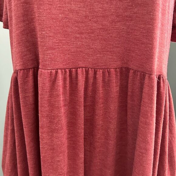 SHEIN Red Heather Short Sleeve Dress Babydoll Ruffle Tiered Midi Size Large - Picture 2 of 7